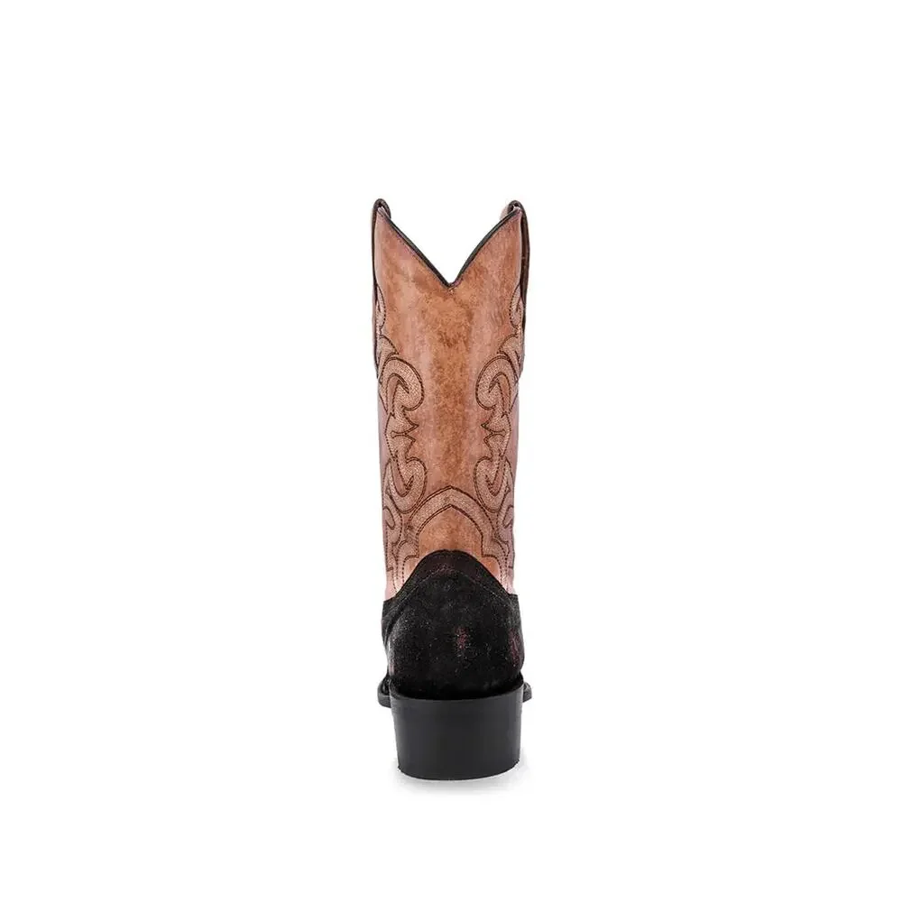 CORRAL MENS BROWN SAND SUEDE EMBROIDERY HORSEMAN TOE CORRAL